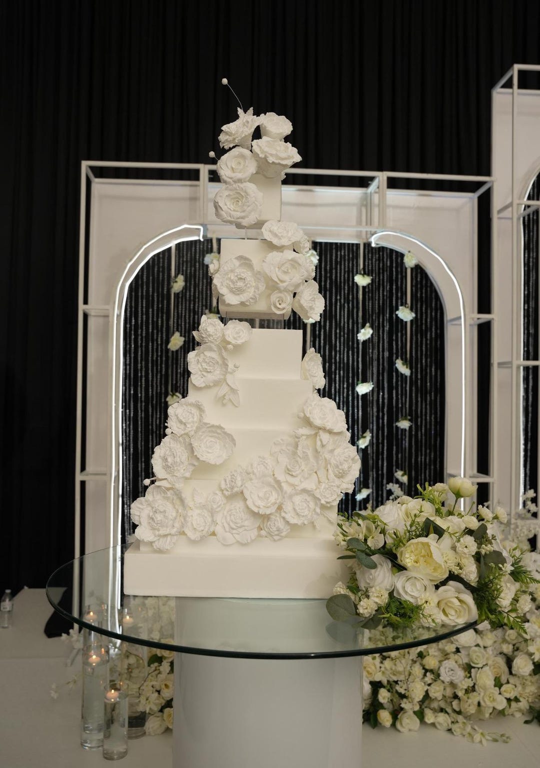 7 Tier Fake Wedding Cake | Handmade Floral Celebration Centerpiece - Etsy