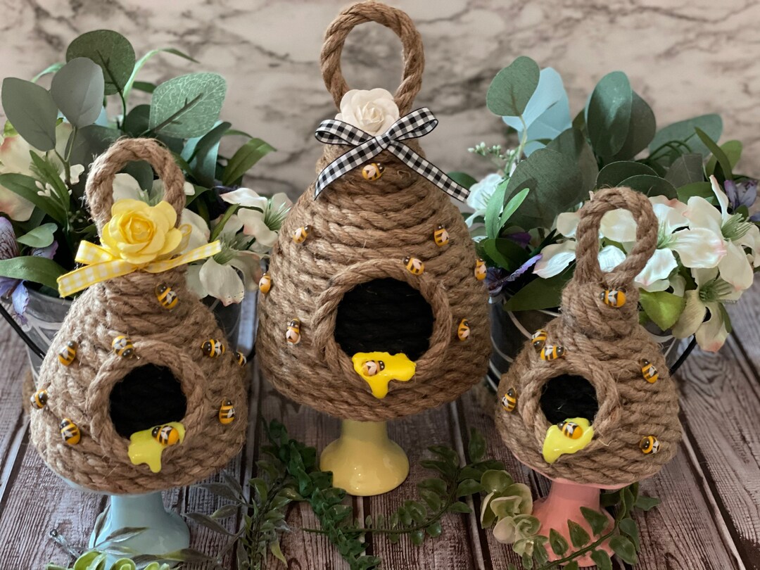 Beehive Decor Jute Hanging Bee Tiered Tray Decor Cute Handmade