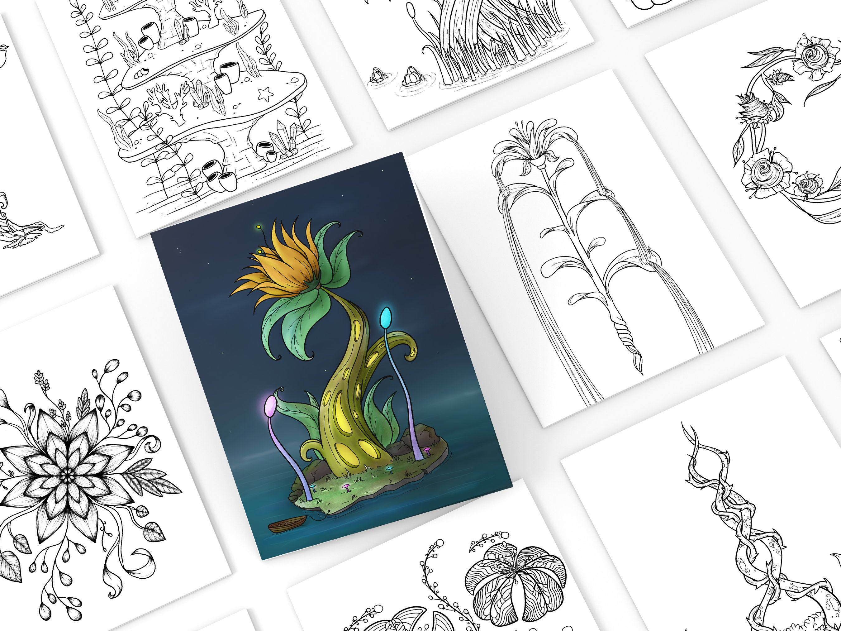 Fantasy Flora Adult Coloring Book: Magical Plants (digital Download) - Etsy