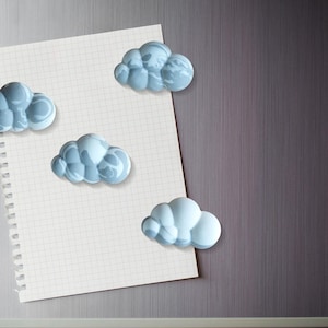 Juego de 4 imanes para nevera con forma de nube de tormenta: nubes, imán para nevera, accesorios de cocina, regalo con temática meteorológica, regalo de inauguración de la casa, regalo de Navidad