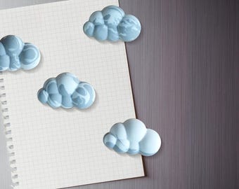 Imanes de nevera hechos a mano con forma de nube de tormenta (juego de 4) con temática meteorológica