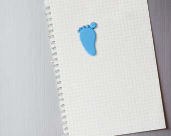 Imán para nevera con forma de pie de bebé - Jesmonite azul pálido, regalo para baby shower