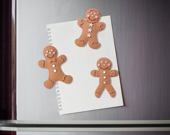 Imanes para nevera con forma de hombrecitos de jengibre - Decoración navideña de Jesmonite (juego de 3)