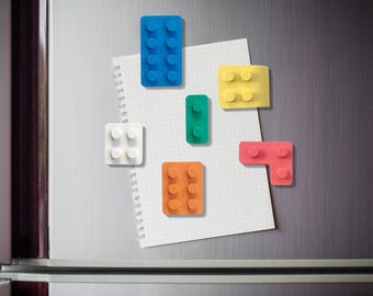 Imanes de ladrillos de construcción hechos a mano: set colorido inspirado en Lego