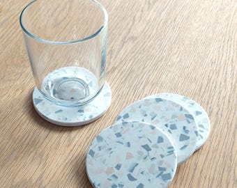 Posavasos de terrazo Jesmonite hechos a mano, estilo Scandi, juego de 4