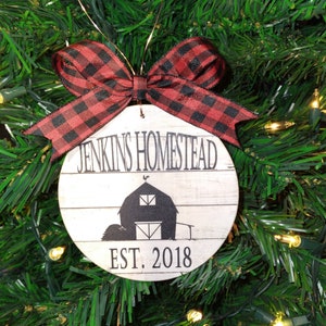 Personalized Farmhouse homestead Ornament With Barn