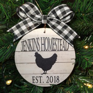 Personalized Farmhouse Homestead Ornament With Chicken