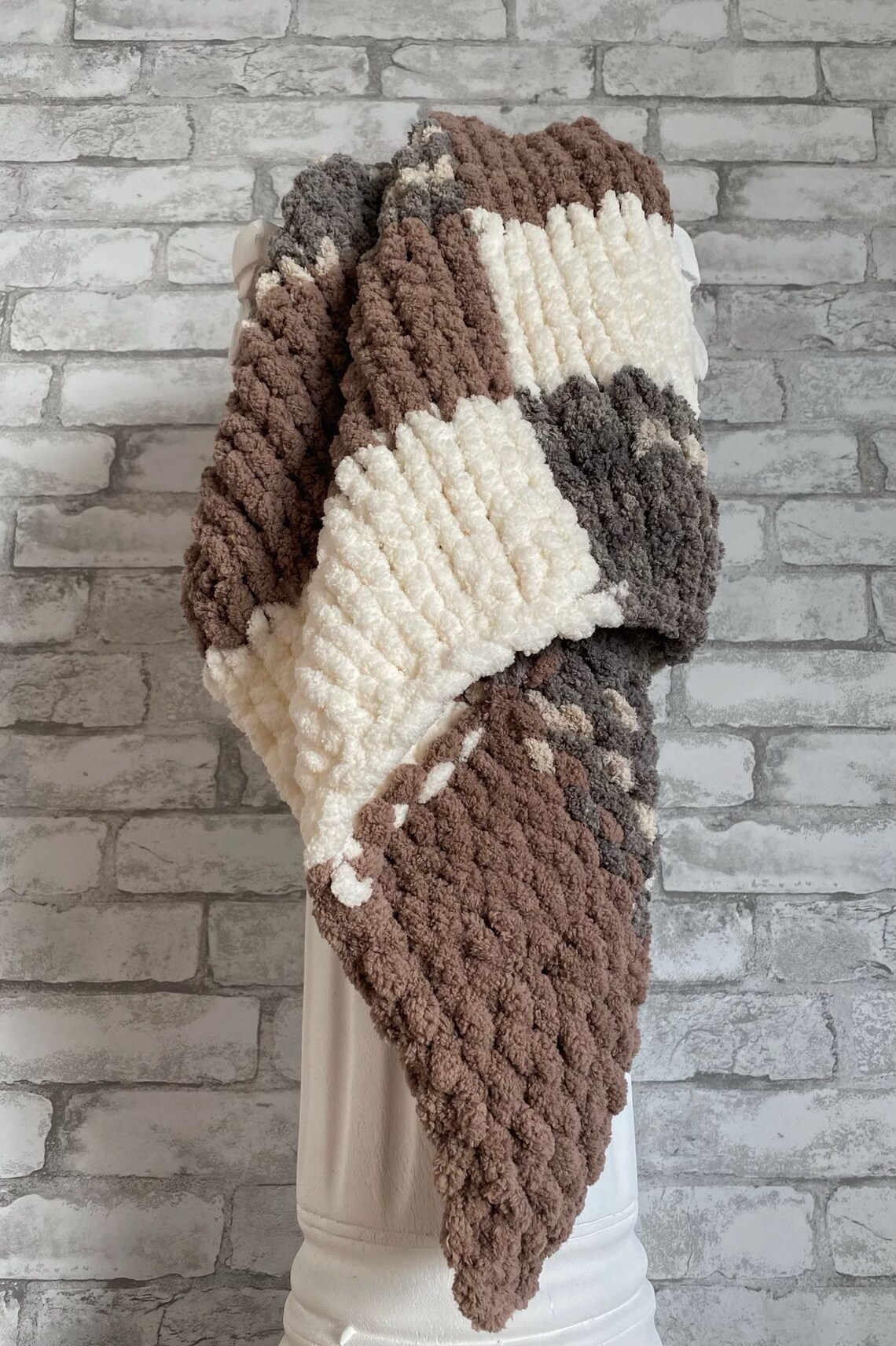 Small Throw Blanket Knitted Bedding Chunky Knit Chenille Lap Etsy