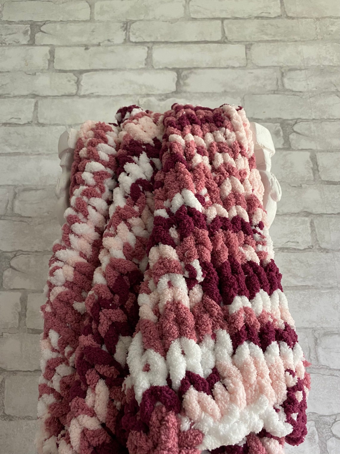 Small Throw Blanket Knitted Bedding Chunky Knit Chenille Lap Etsy