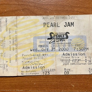 Pearl Jam gebrauchte Kassenzettel