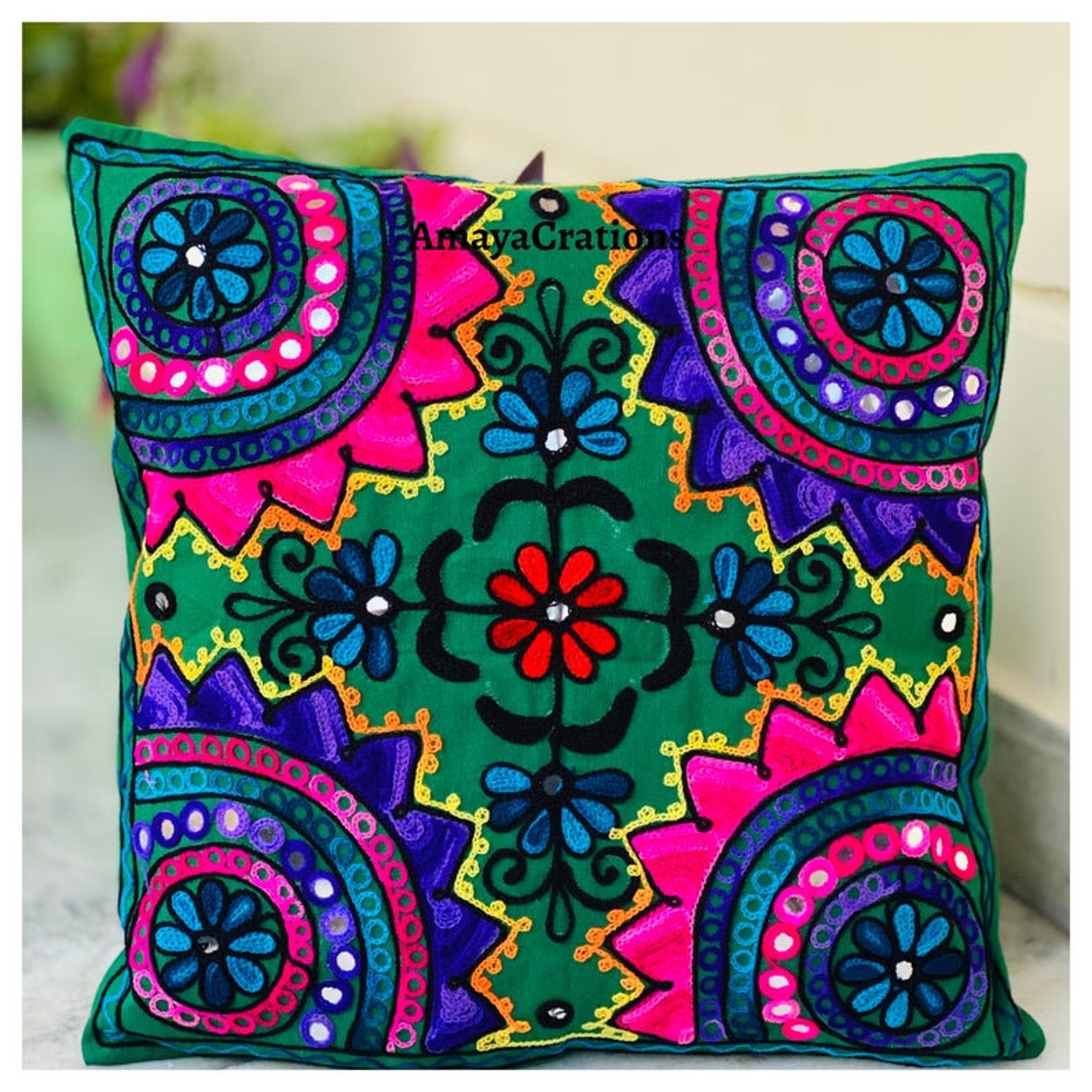Cushion Cover Uk Embroidered Pillow Cover 16x16 inch Handmade Etsy