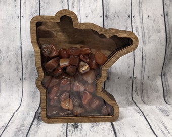 MN Shaped Agate Holder Bank Shadow Box Or Custom State/Shape