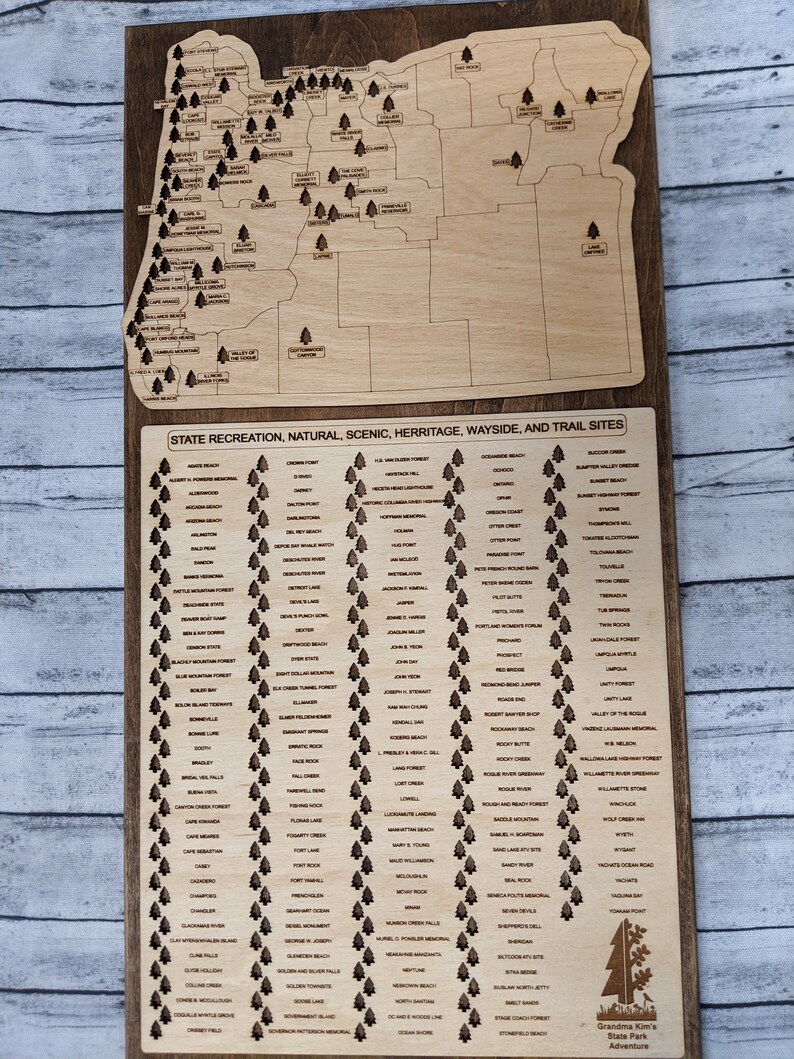 State Tracking Map Customizable Oregon State Park Tracking Map - Etsy