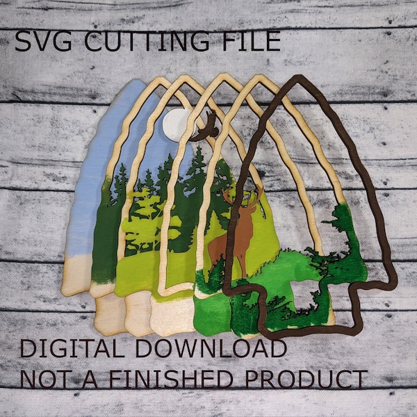 SVG DXF PDF Layered ArrowHead with deer and eagle