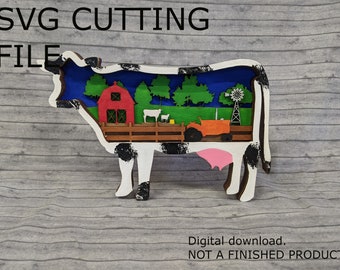 SVG Layered Cow for CNC Laser Cutting
