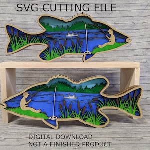 Geschichtete Fisch SVG Digitale Datei