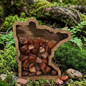MN Shaped Agate Holder Bank Shadow Box Or Custom State/Shape