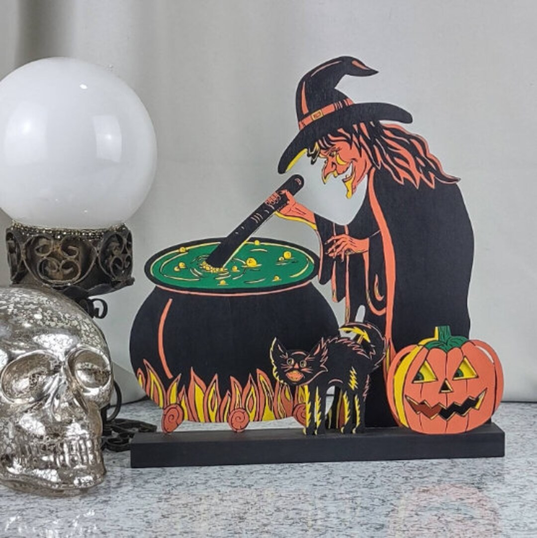 Vintage Witch Retro Witch Shelf Decor Vintage Halloween Etsy