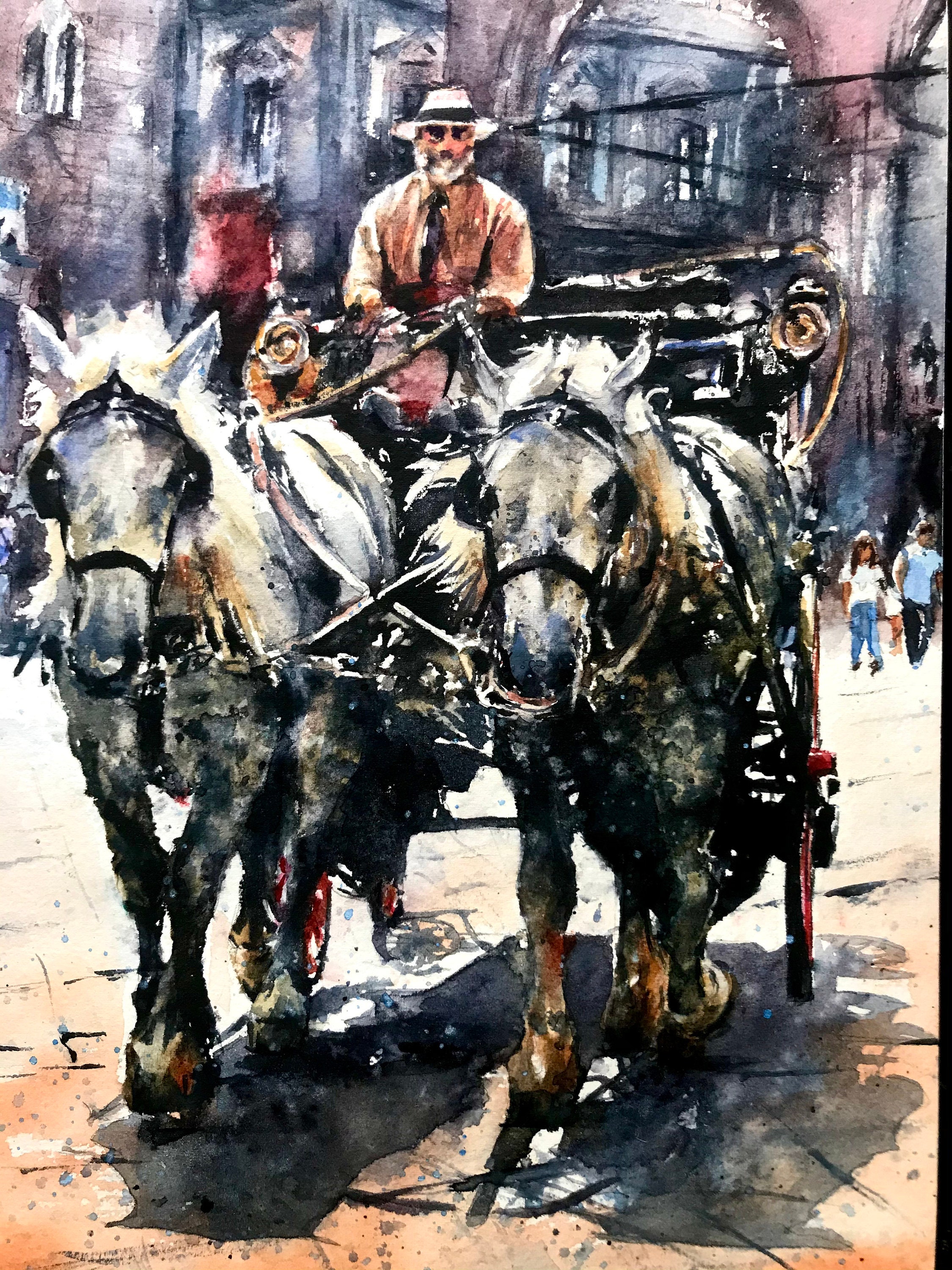 谷本ためひろ イタリーフローレンスの観光馬車 谷本ためひろ イタリー