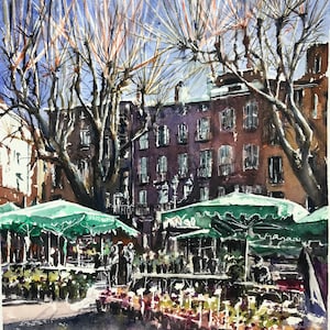 Aix-en-Provence France - original watercolour painting of Provence France Aix en Provence Alpes Cote d'Azur original artwork southern France