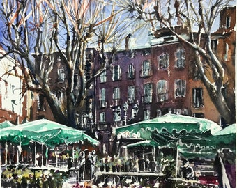 Aix-en-Provence Watercolor Painting – Original Cityscape Artwork