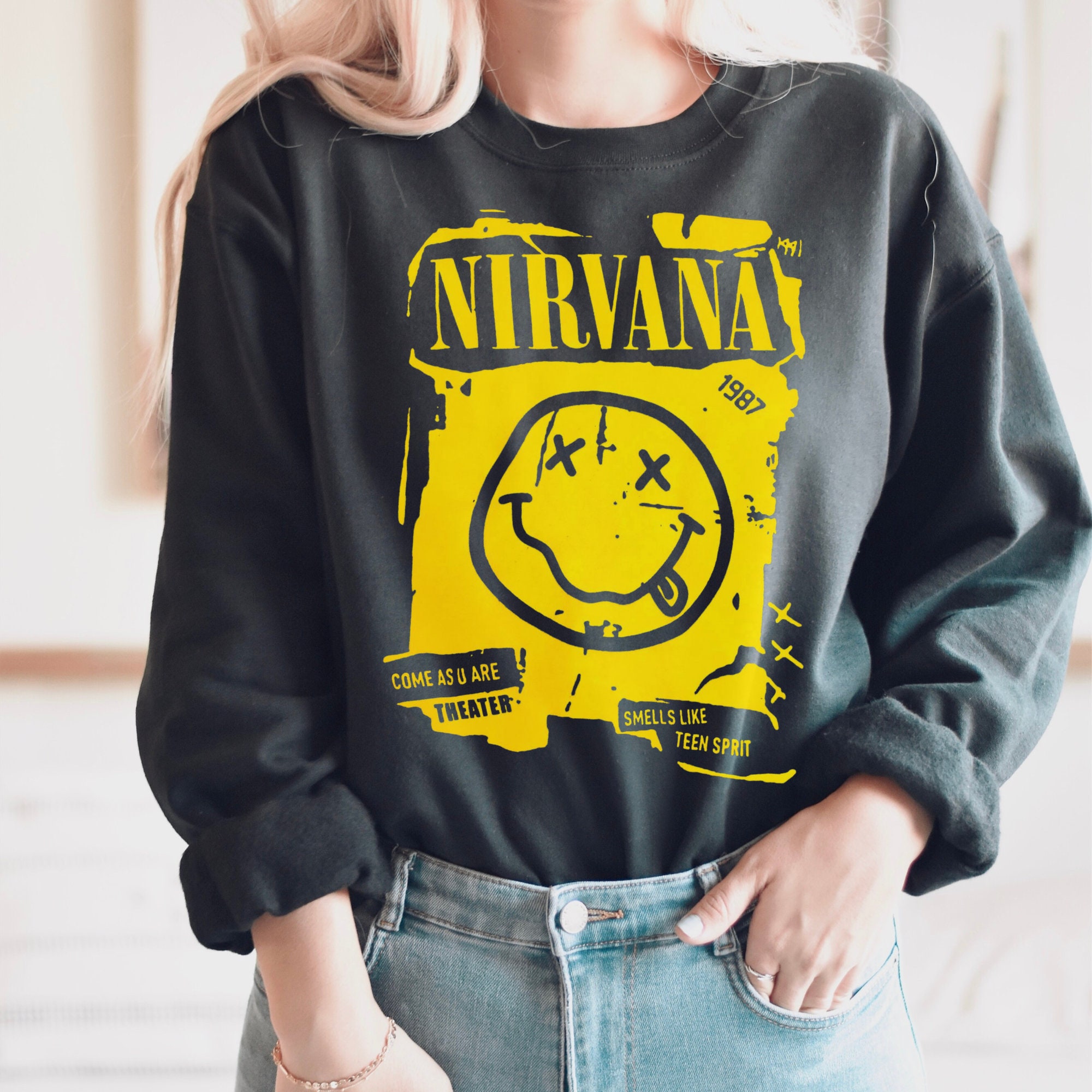 Discover Nirvana Sweatshirt, Trendy Oversized Vintage 90s Sweatshirt