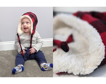 Baby / Toddler Hat with Ear Flaps | Winter Hat | Fleece / Sherpa Winter Baby / Toddler Hat