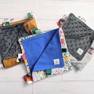 Baby Tag Lovey Blanket: Sensory Ribbon Toy