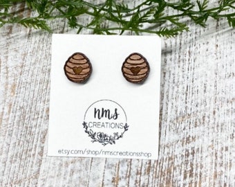 Beehive earrings, Honey Bee earrings, Bee Studs, gifts for bee lovers, bee jewelry