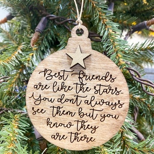 Best friends ornament, gift for bestie, holiday gift tag, best friends are like the stars