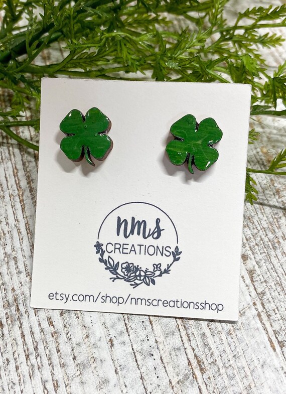 Shamrock stud earrings clearance