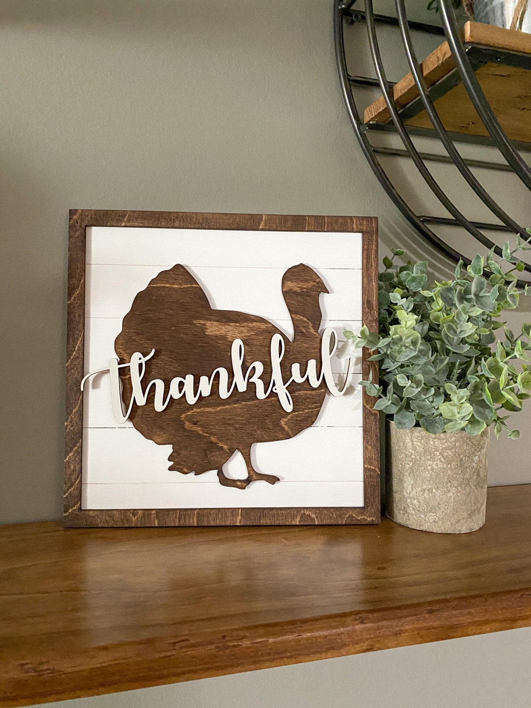 Thanksgiving Decor, Farmhouse Thanksgiving, Thankful Sign, Turkey Shelf ...