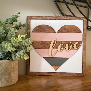 Valentines Day sign, farmhouse Valentines Day decor, modern Valentines Day decor, class Valentines Day, love sign, heart sign, shiplap image 1
