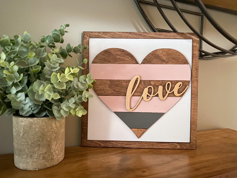 Valentines Day sign, farmhouse Valentines Day decor, modern Valentines Day decor, class Valentines Day, love sign, heart sign, shiplap image 1