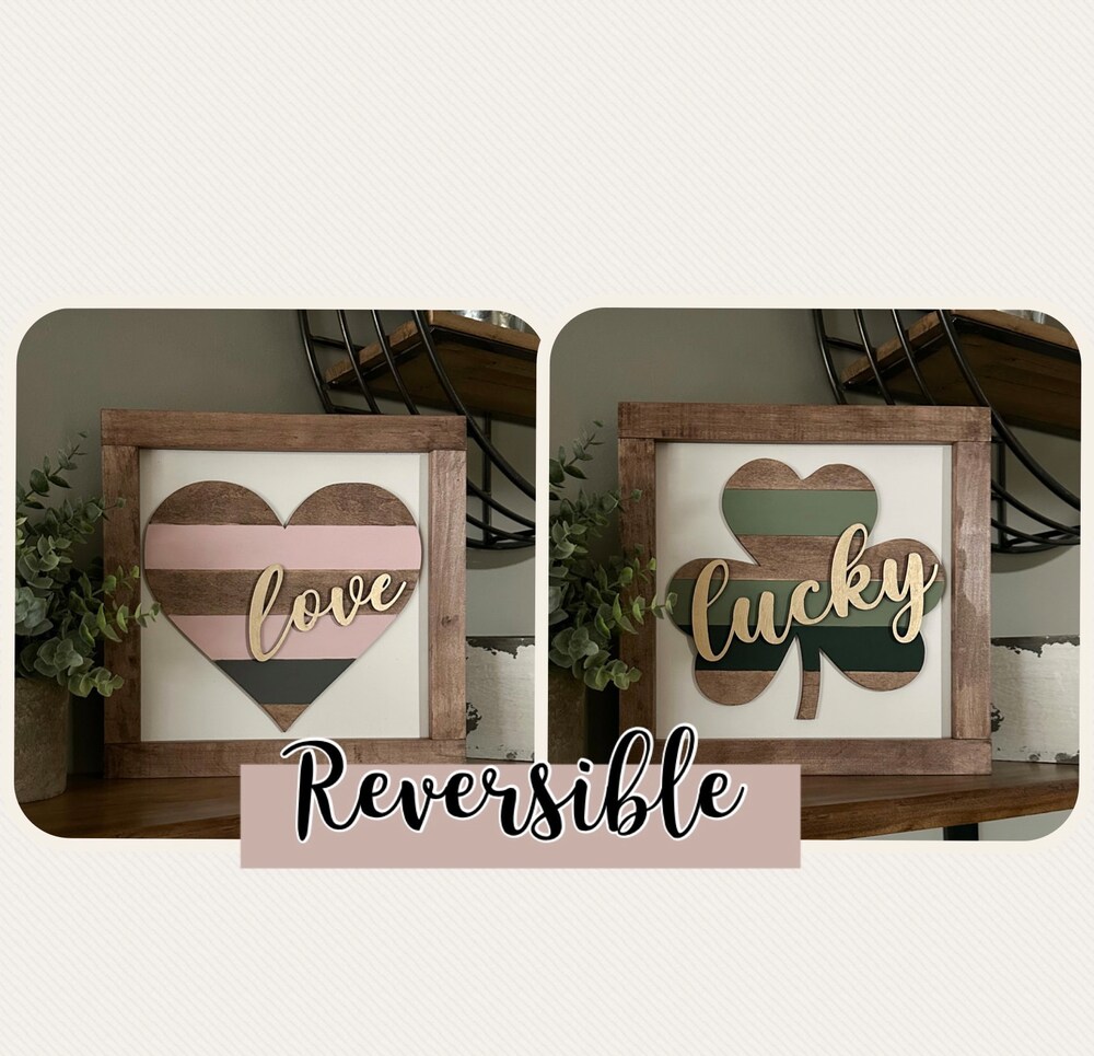 St.Patrick'S Day Sign - Valentine'S Day Sign- Reversible, Farmhouse St. Patrick'S Day, Farmhouse Valentine'S Day, Shelf Decor Realtorgift