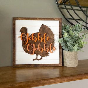 Thanksgiving Decor, Farmhouse Thanksgiving, turkey decor, gobble gobble, thanksgiving tiered tray decor