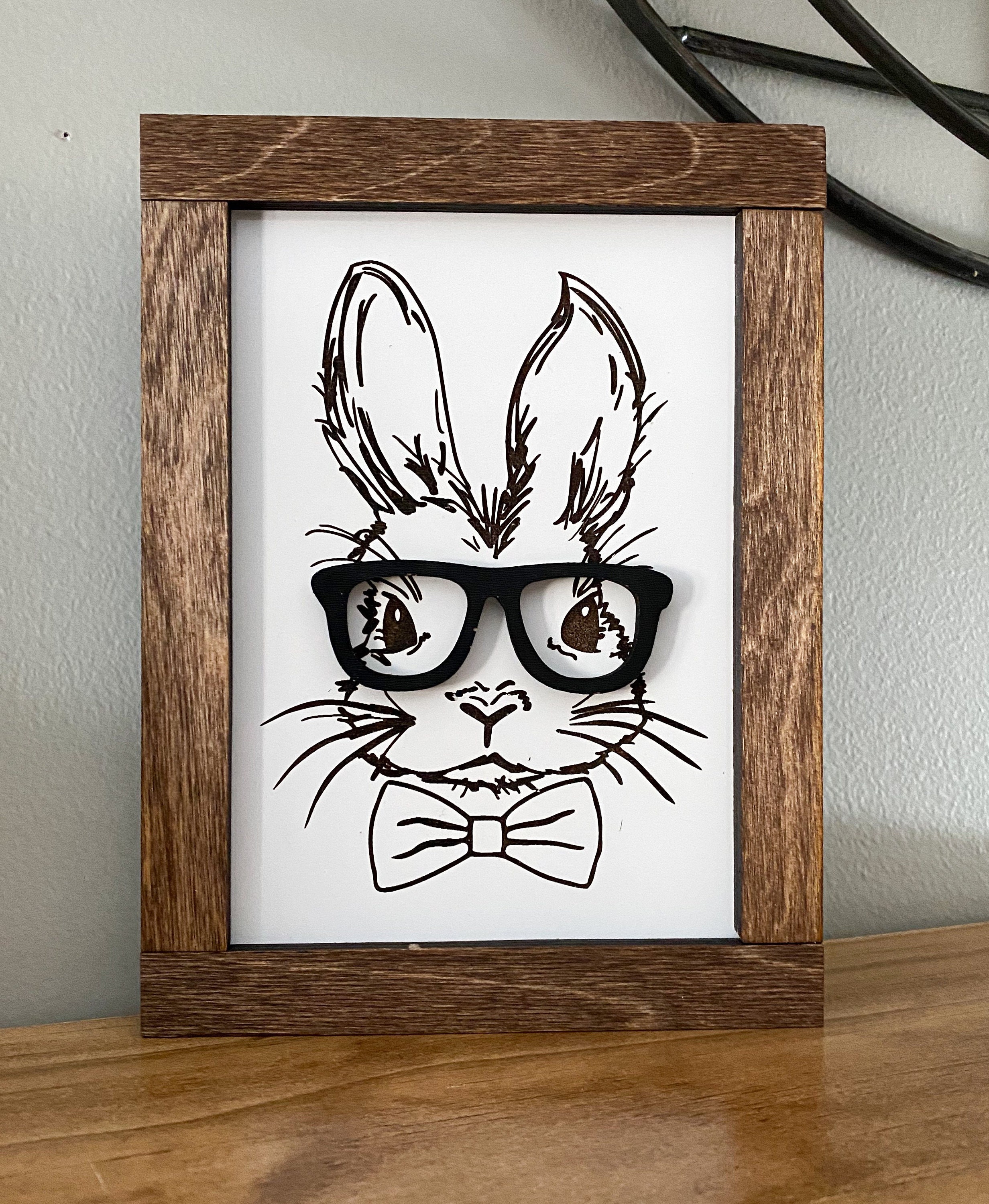 Bunny With Glasses Hipster Bunny Sign Farmhouse Easter Classy Easter ...
