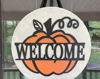 Fall Welcome Door Round, Farmhouse Fall Porch Decor, Pumpkin Fall Decor, Fall Front Door