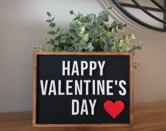 Decoración del Día de San Valentín, letrero inspirado en el tablero de cartas, Día de San Valentín moderno, letrero del Día de San Valentín de la granja, decoración del estante del Día de San Valentín
