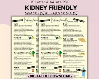 1pc Kidney Friendly Foods Poster, Low Potassium Grocery List, Frameless