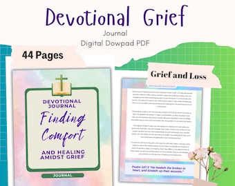 Libro de trabajo de duelo basado en la fe, Diario devocional de duelo, Hojas de trabajo de terapia de pérdida, Libro de trabajo de procesamiento de memoria, Terapia, Descarga digital