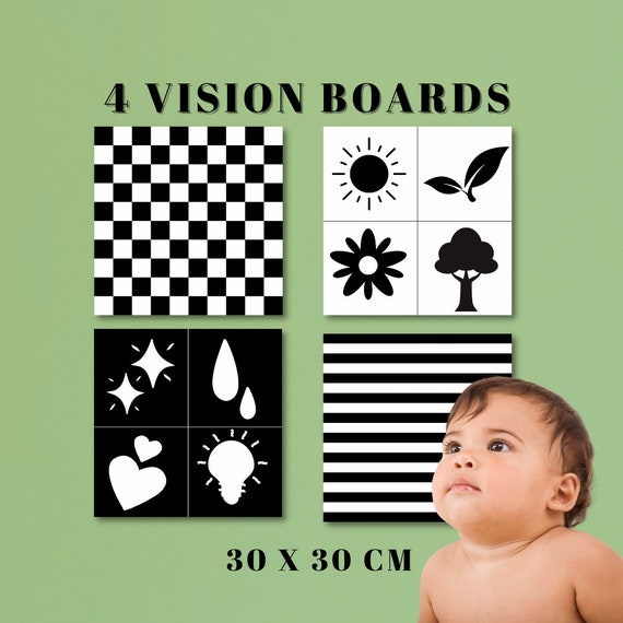 High Contrast Printable Vision Boards Toddler Black and White Etsy