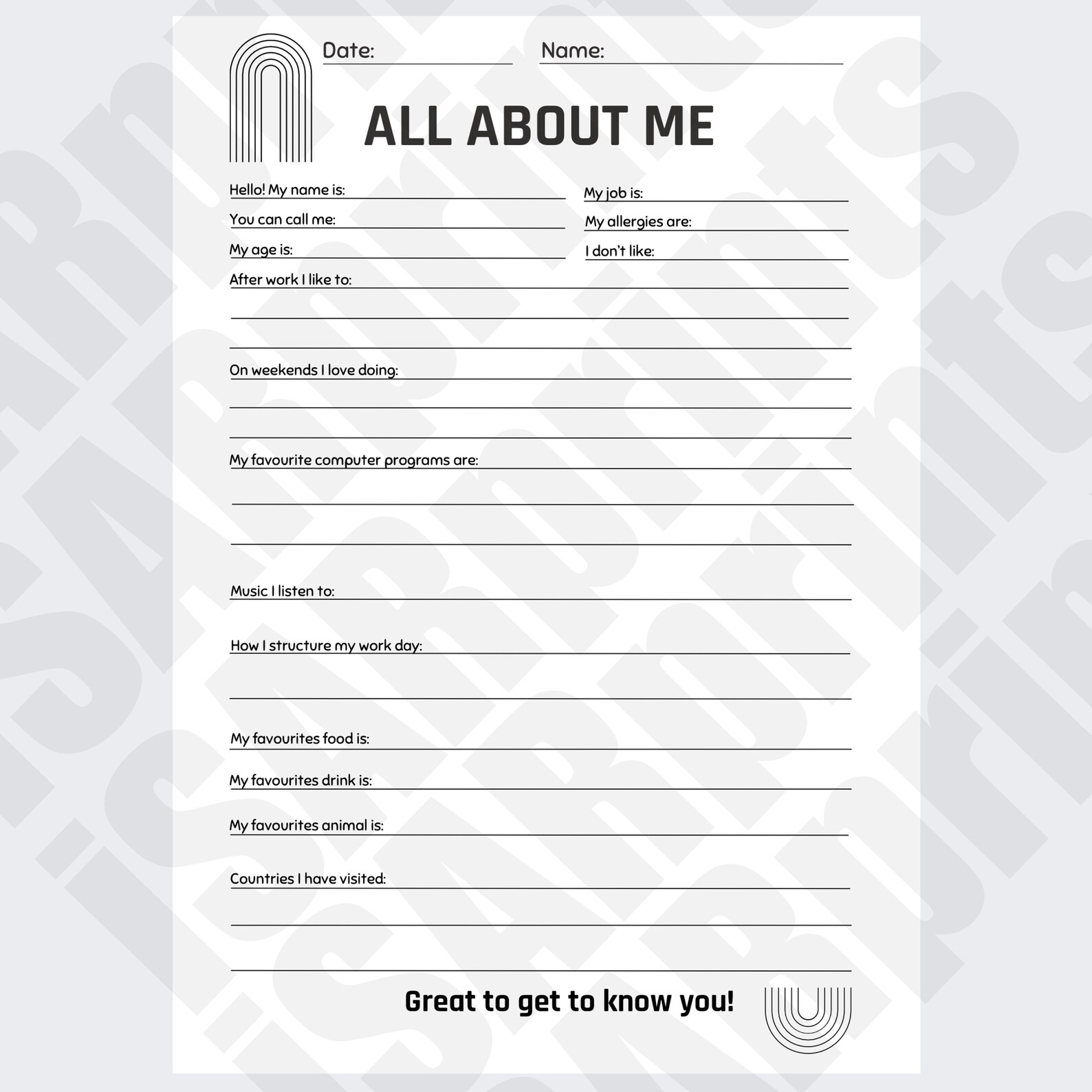 All About Me Worksheet: Coworker Team Building Activity (PDF) - Etsy