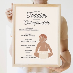 Decoración de la oficina quiropráctica, Cartel de atención quiropráctica pediátrica, Regalo de arte de pared quiropráctico, Impresiones de beneficios quiroprácticos para bebés niños