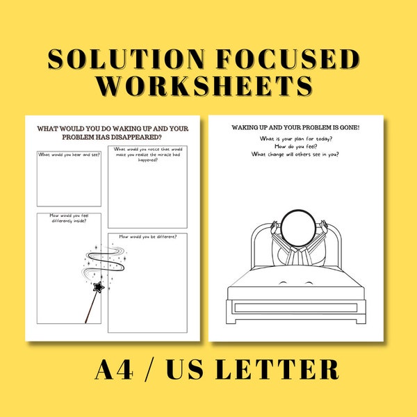 Solution focused therapy miracle question counselling therapy worksheets teen coping skills anxiety depression adhd mental health 10 sheets