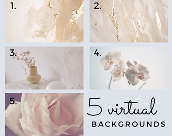 Neutral backgrounds bundle pack, Elegant zoom virtual background images, Home office privacy backdrops, 5 Backgrounds for online meetings