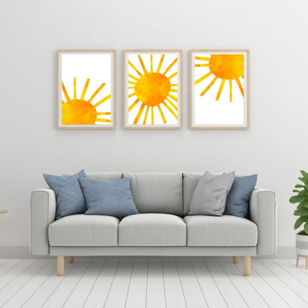 Boho Setting Sun Nursery Wall Art Print, Set of 3 Prints, Boho Sunshine ...