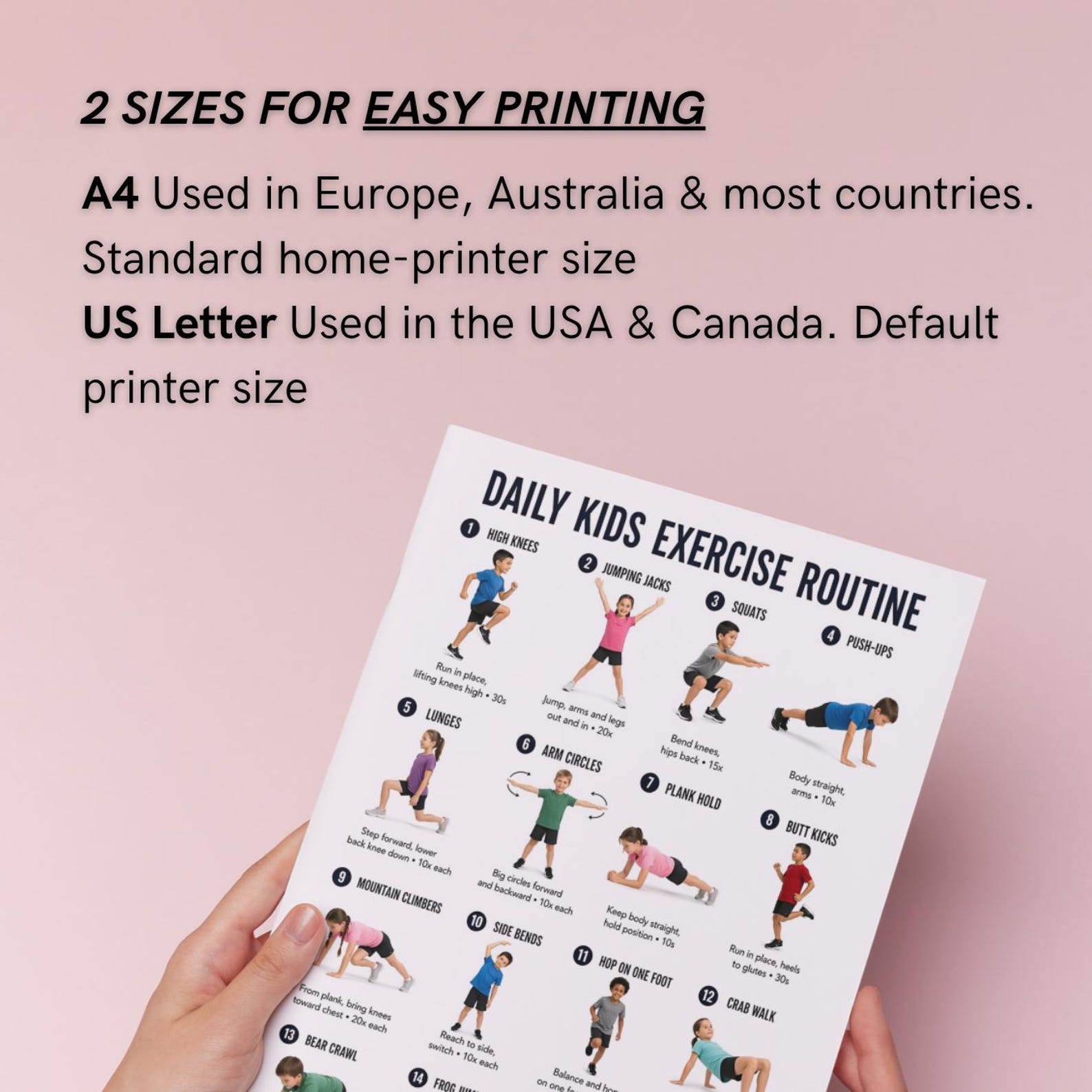 Daily Kids Exercise Routine Daily Kids Exercise Routine Printable, Kids Workout Plan, Fun Home ...