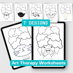 Hojas de trabajo de arteterapia para niños, Hoja de trabajo de terapia grupal, Plantilla de salud mental, Regalo de autocuidado, Hojas de trabajo del terapeuta, ¿Qué tienes en mente? PDF