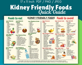 Kidney Friendly Food List, Kidney Awareness, Kidney Diet List, Low Potassium, Grocery List, Shopping List, Food Guide, List Printable Pdf